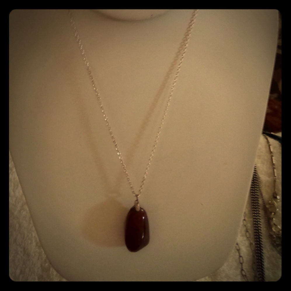 Silver chain with beautiful stone penants vintage